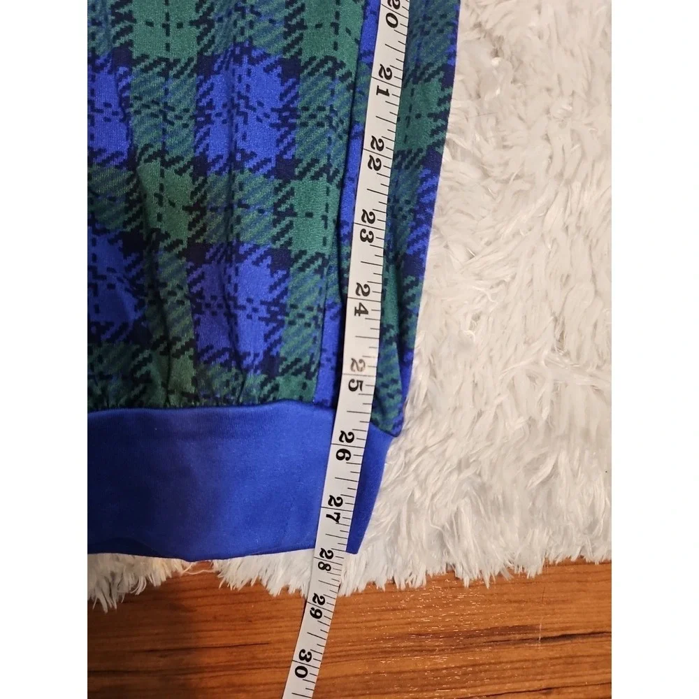Muk Luks WOMEN PM Blue Green Plaid Cloud Knit Henley Pajama Top And‎ Bottom...
